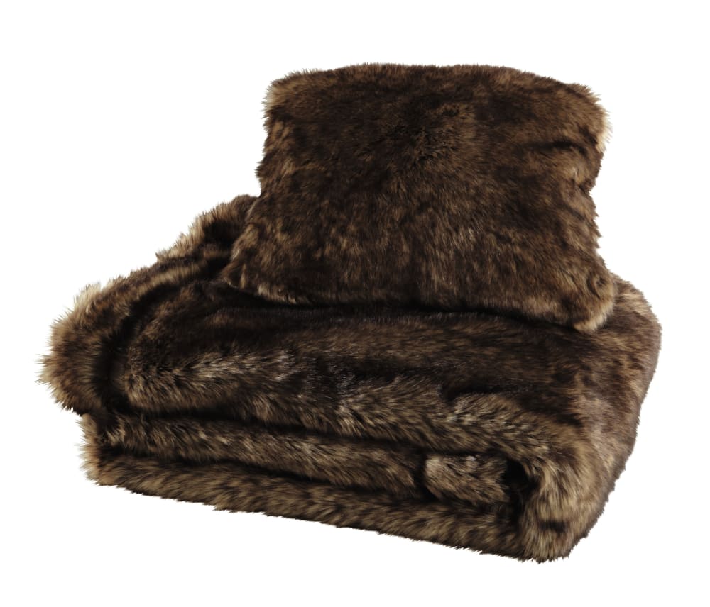 Plaid en fausse fourrure marron 150 x 180 cm — vue 4