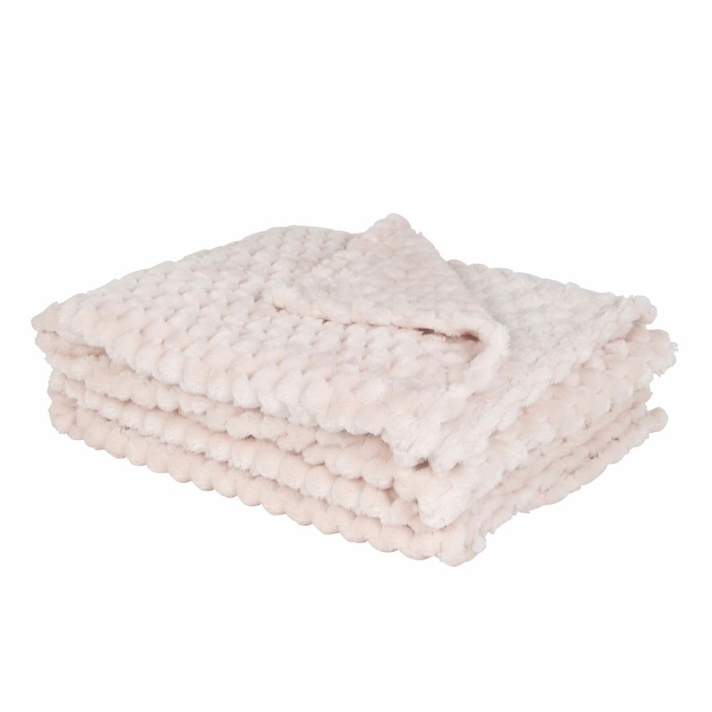 Plaid en polyester recyclé écru imitation fourrure  150x200