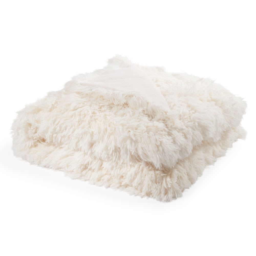 Plaid imitation fourrure blanche 130x170