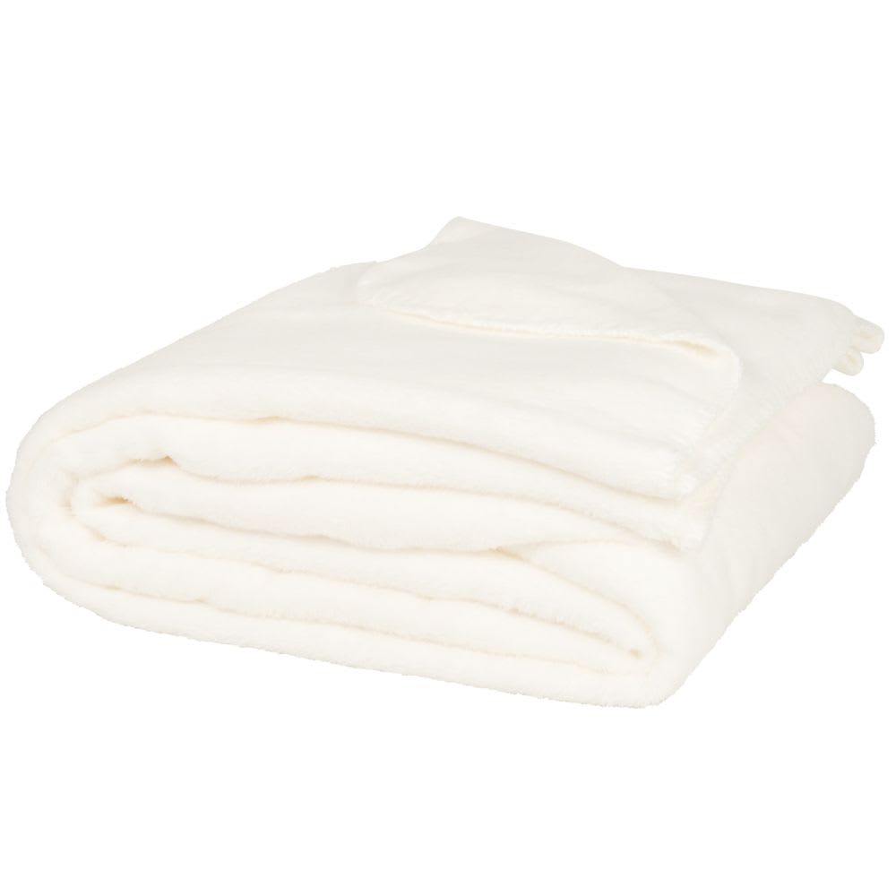 Plaid+polaire+en+polyester+recycle+blanc+220x240