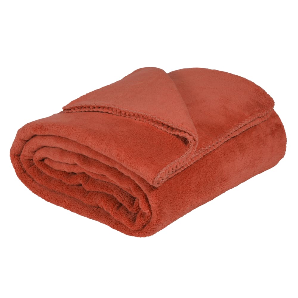 Plaid polaire en polyester recyclé terracotta 150x230