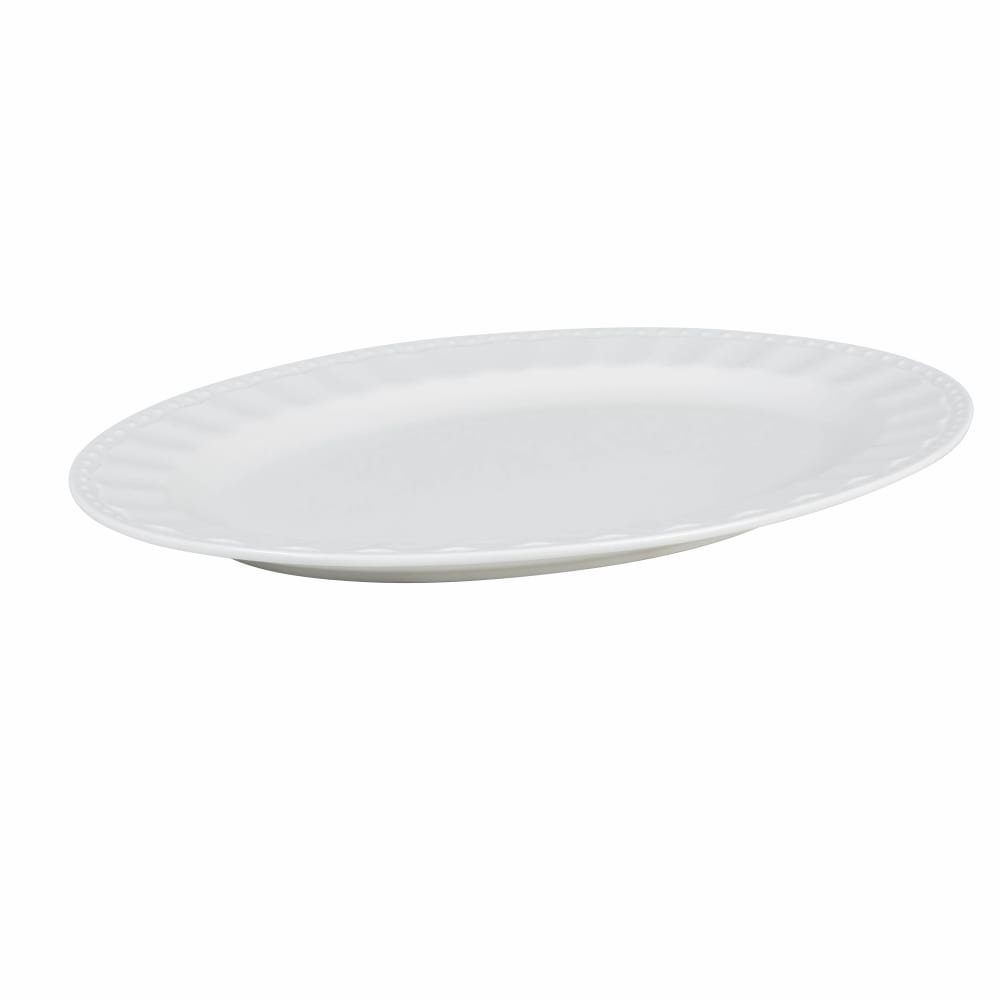 Plat ovale en porcelaine perlée blanche