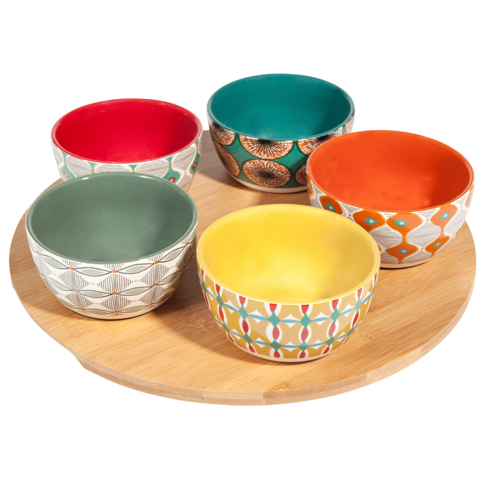 Plateau apéritif en céramique multicolore