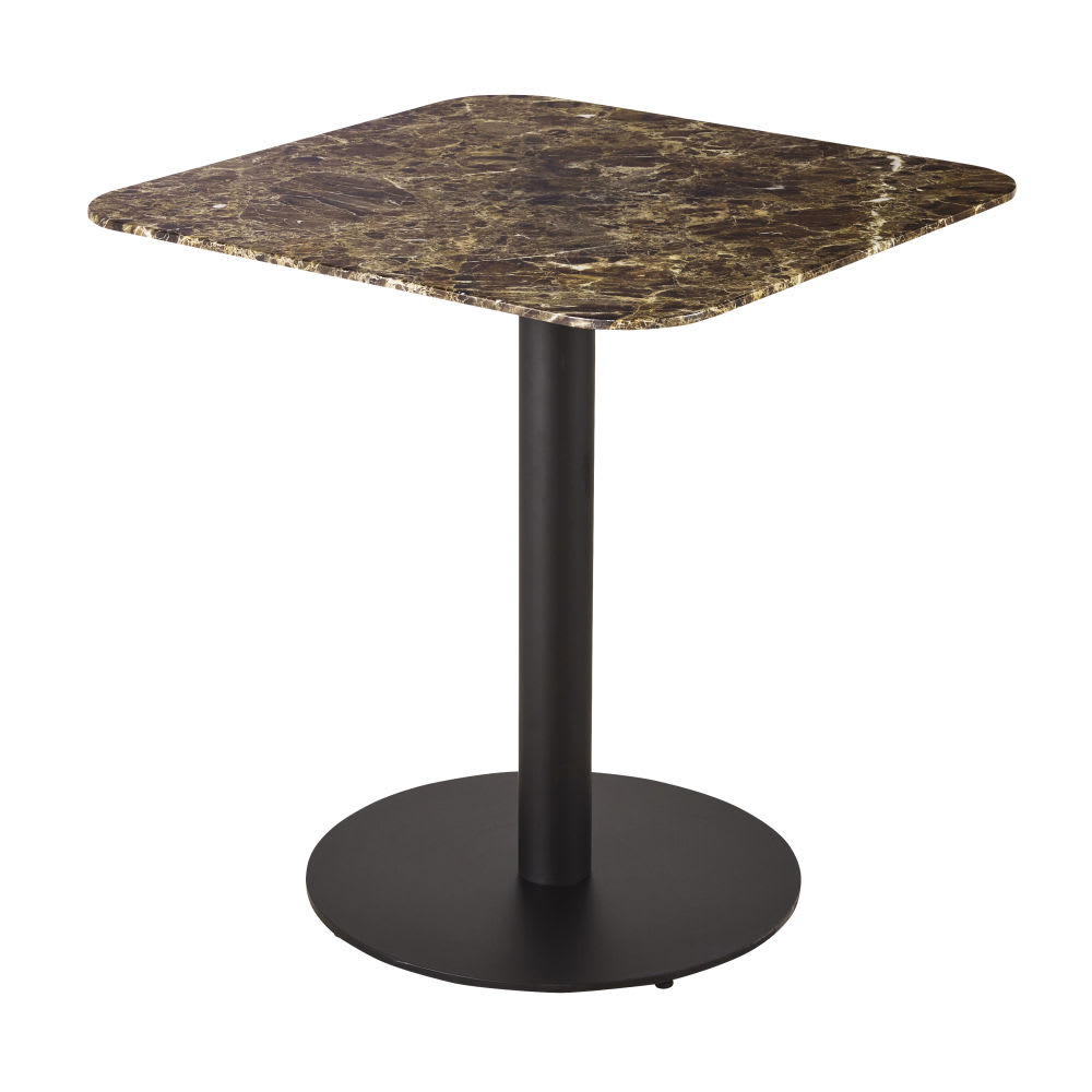 Plateau de table professionnel d'intérieur en verre effet marbre marron 2 personnes L70 — vue 4