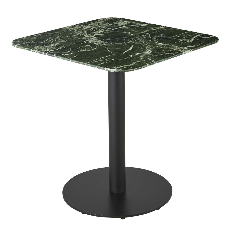 Plateau de table professionnel d'intérieur en verre effet marbre vert 2 personnes L70 — vue 4