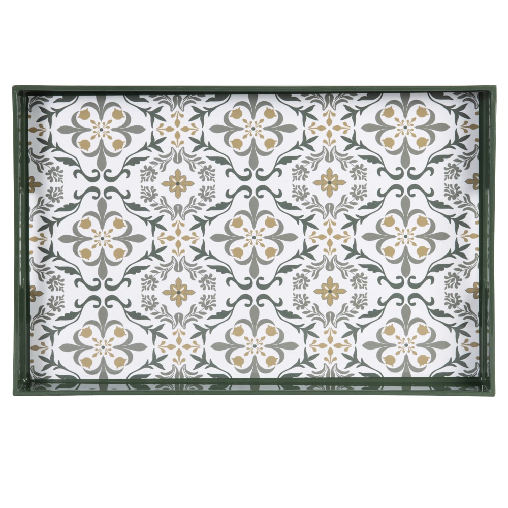 Plateau motifs verts, jaunes, blancs et bleus Plateau motifs verts, jaunes, blancs et bleus