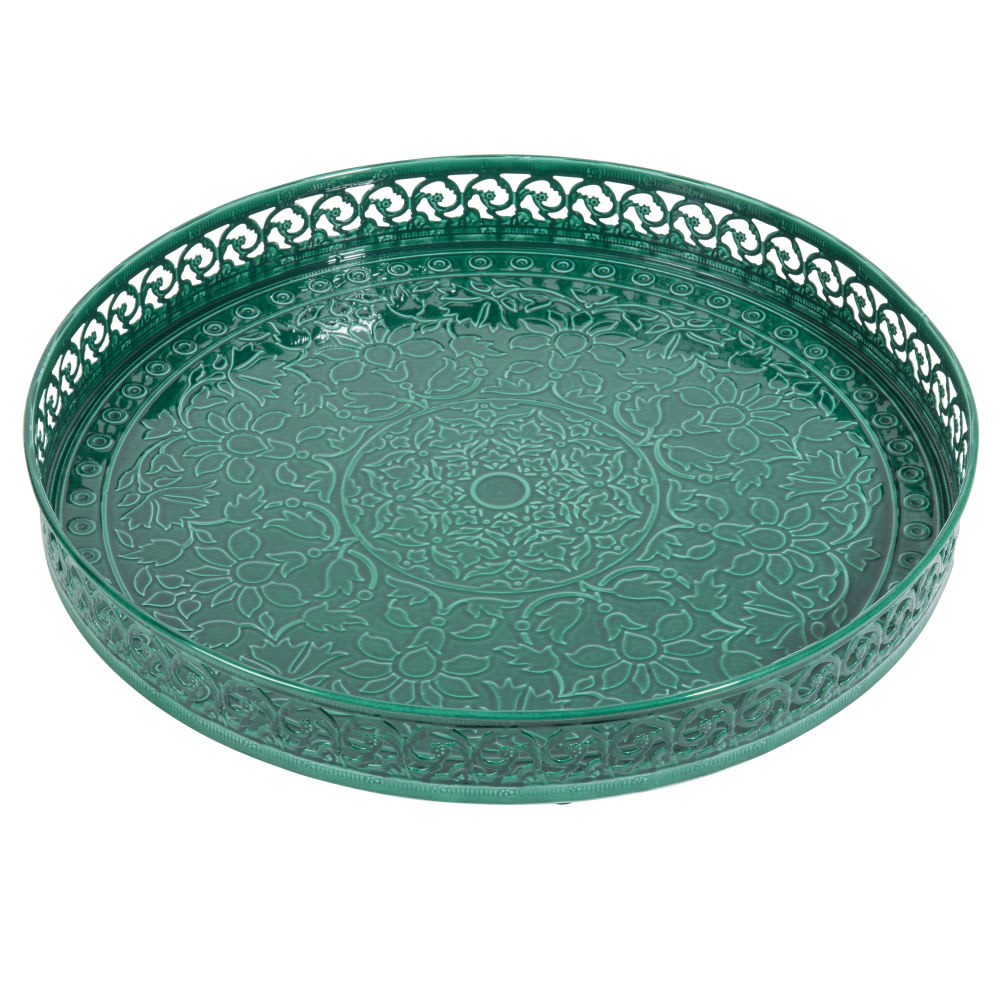 Plateau rond en fer vert Ø39 cm KAOMA — Beyit