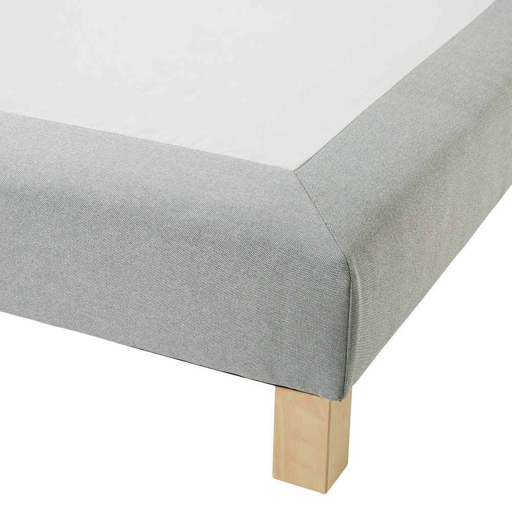 Polsterbett hellgrauer Stoff 140x190 - Maisons Du Monde