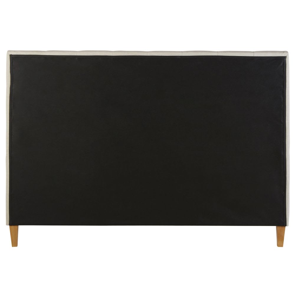 Polsterbett mit cremefarbenem Leinenbezug, 160x200 cm, mit