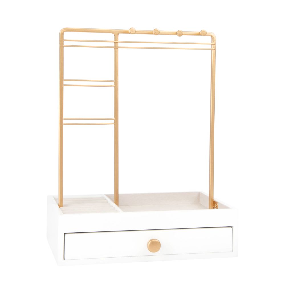 Portajoyas con 1 cajón de metal blanco y dorado - Maisons du Monde