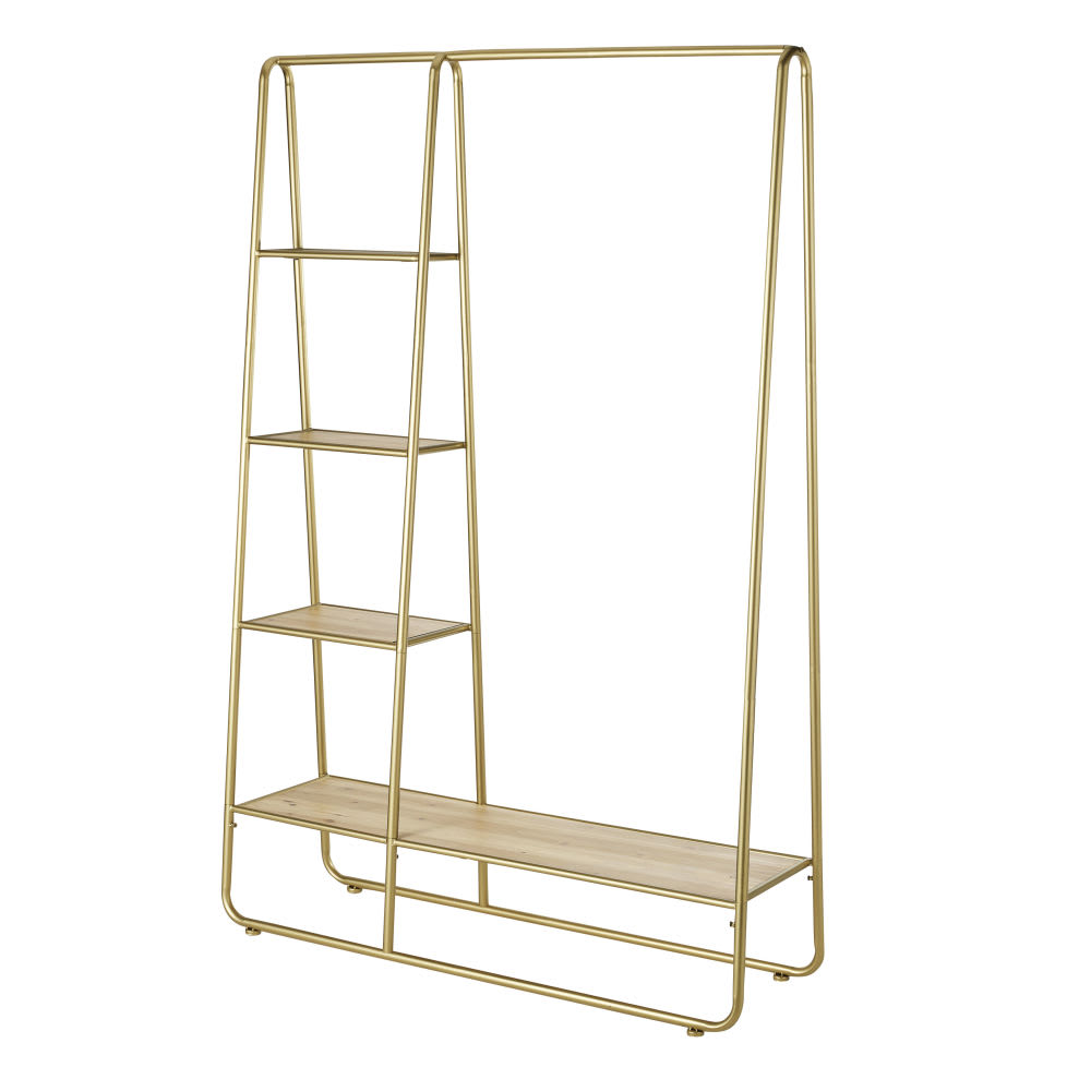 Portant en sapin et métal coloris laiton