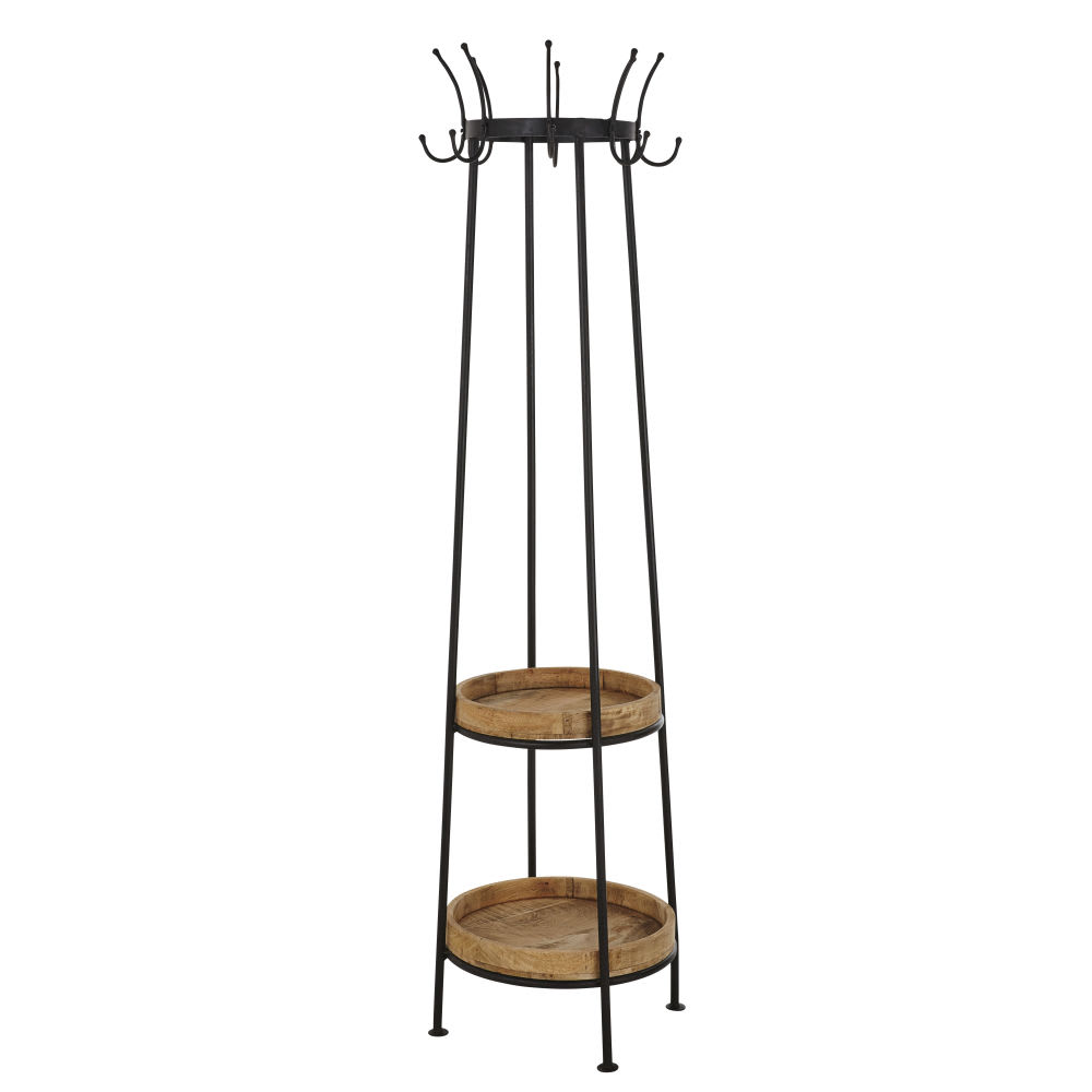 Porte-manteau en acier noir et manguier