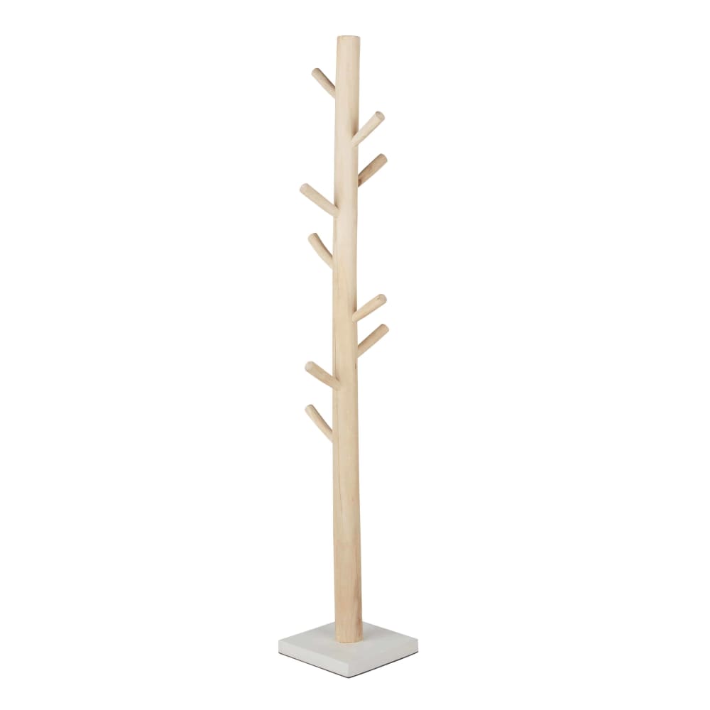 Porte-manteau tronc d'arbre en bois de teck massif blanc