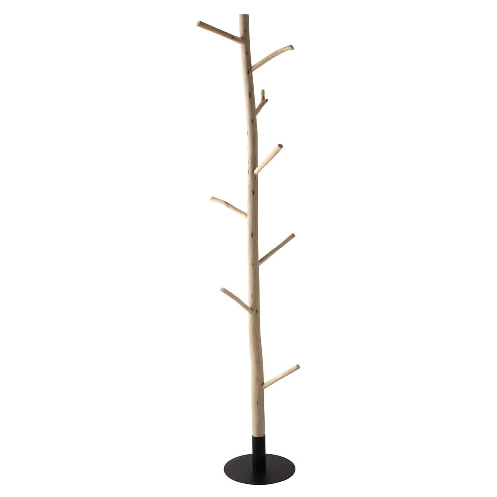 Porte-manteau tronc d'arbre en eucalyptus et métal noir