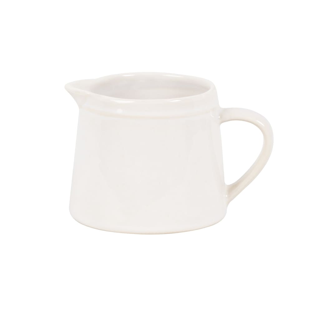 Pot à lait en grès blanc cassé bord liseré en relief