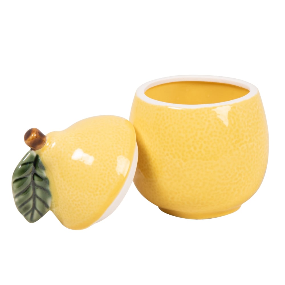 Pot citron en grès jaune et vert