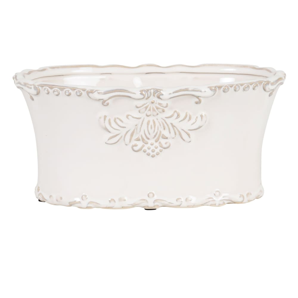 Pot ovale en céramique blanche H 11 cm ARISTIDE