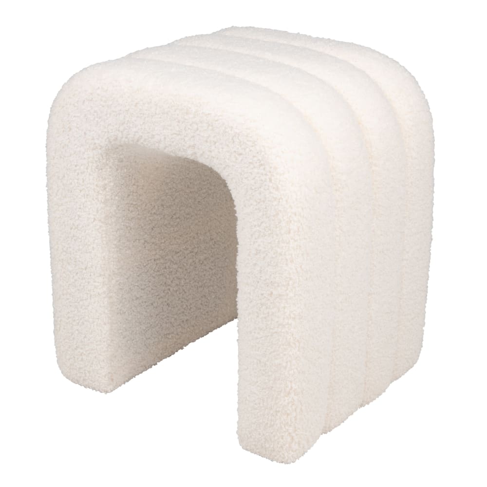 Pouf aus ungebleichtem Stoff mit Bouclé-Wolleffekt - Maisons Du