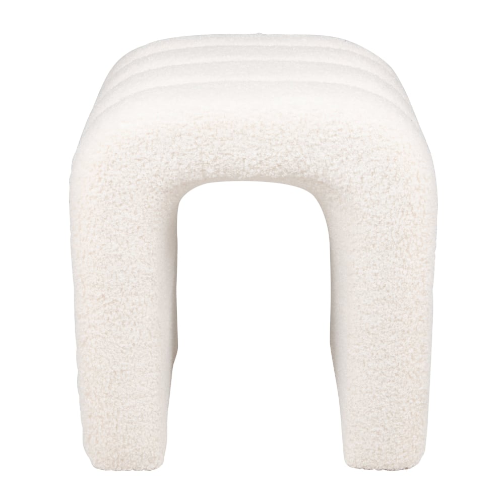 Pouf en tissu écru effet laine bouclée — Beyit