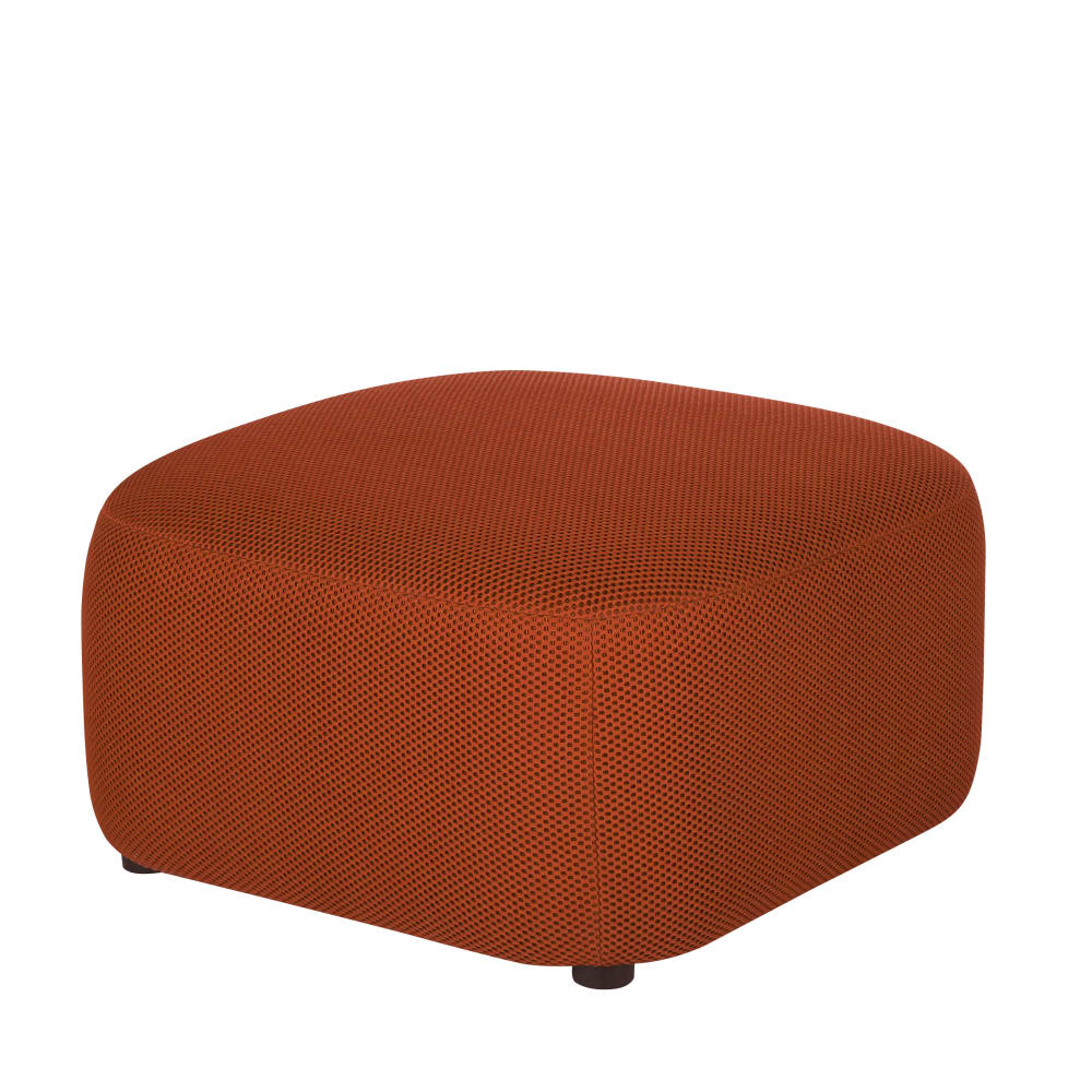 Pouf en tissu mailles 3D coloris rouille