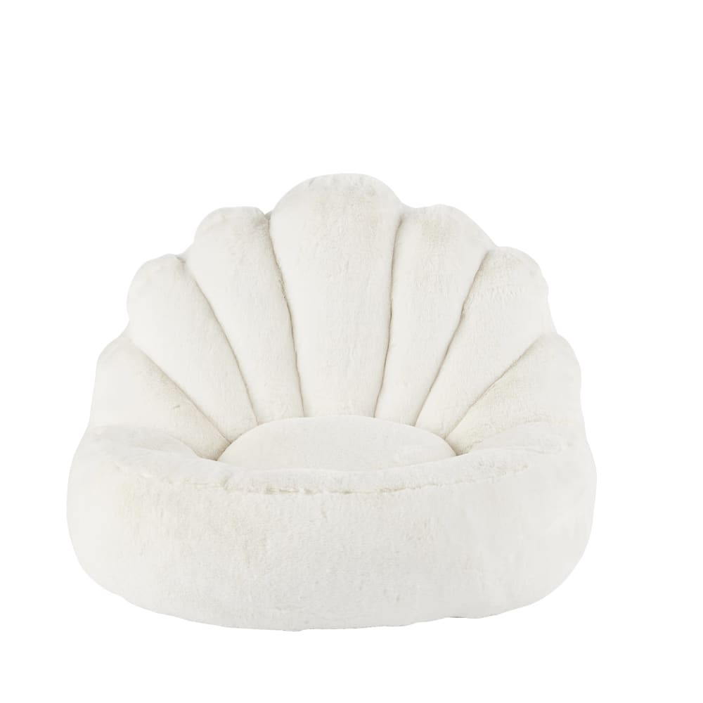 Pouf enfant coquille imitation fourrure écrue