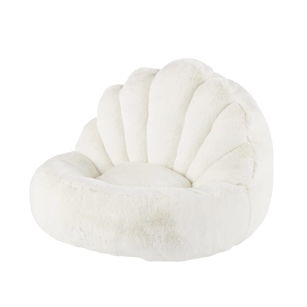 Pouf enfant coquille imitation fourrure écrue (Maisons du Monde) - Image 1