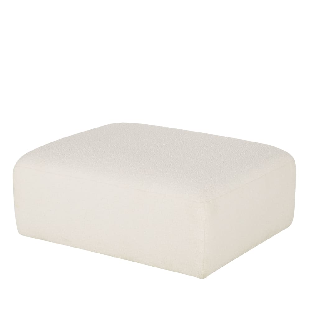 Pouf pour canapé modulable tissu écru effet laine bouclée — vue 3