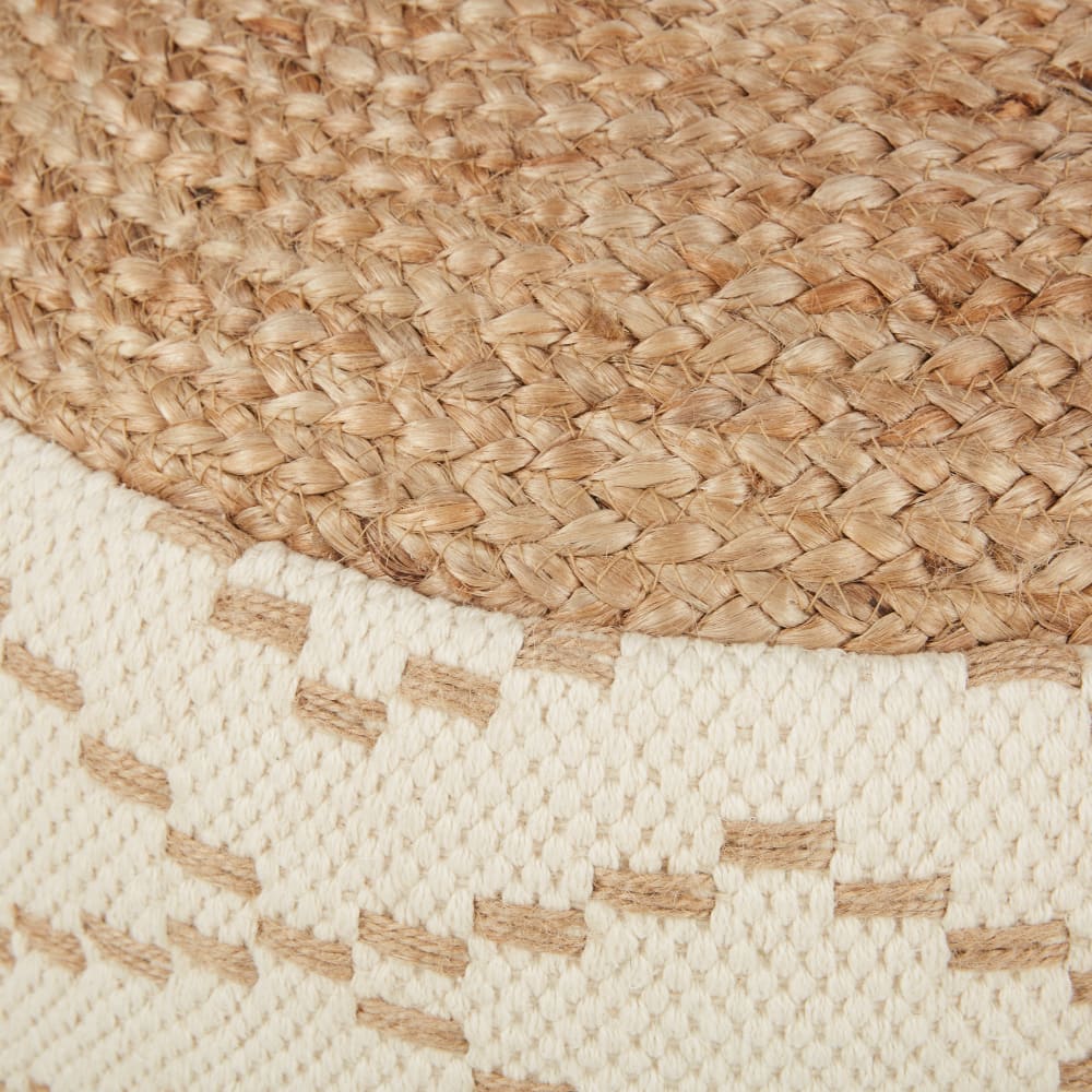 Pouf tressé imprimé géométrique beige et marron - Maisons du Monde