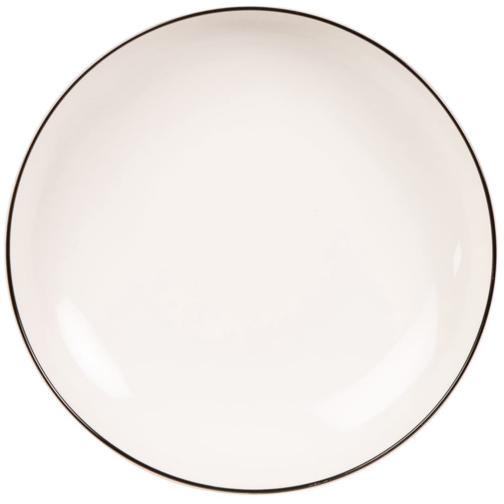 Prato fundo em porcelana branca com borda preta - Maisons Du