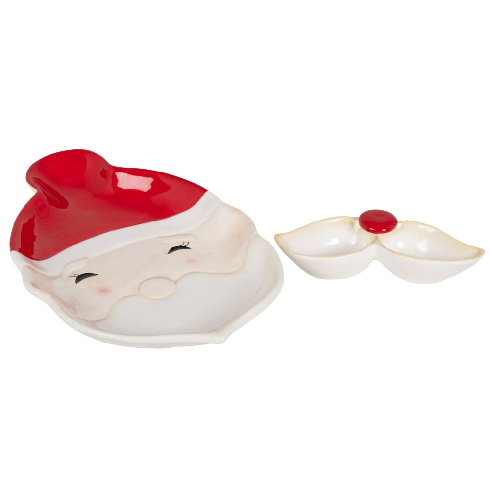 Prato Papai Noel em grés branco e vermelho - Maisons Du Monde