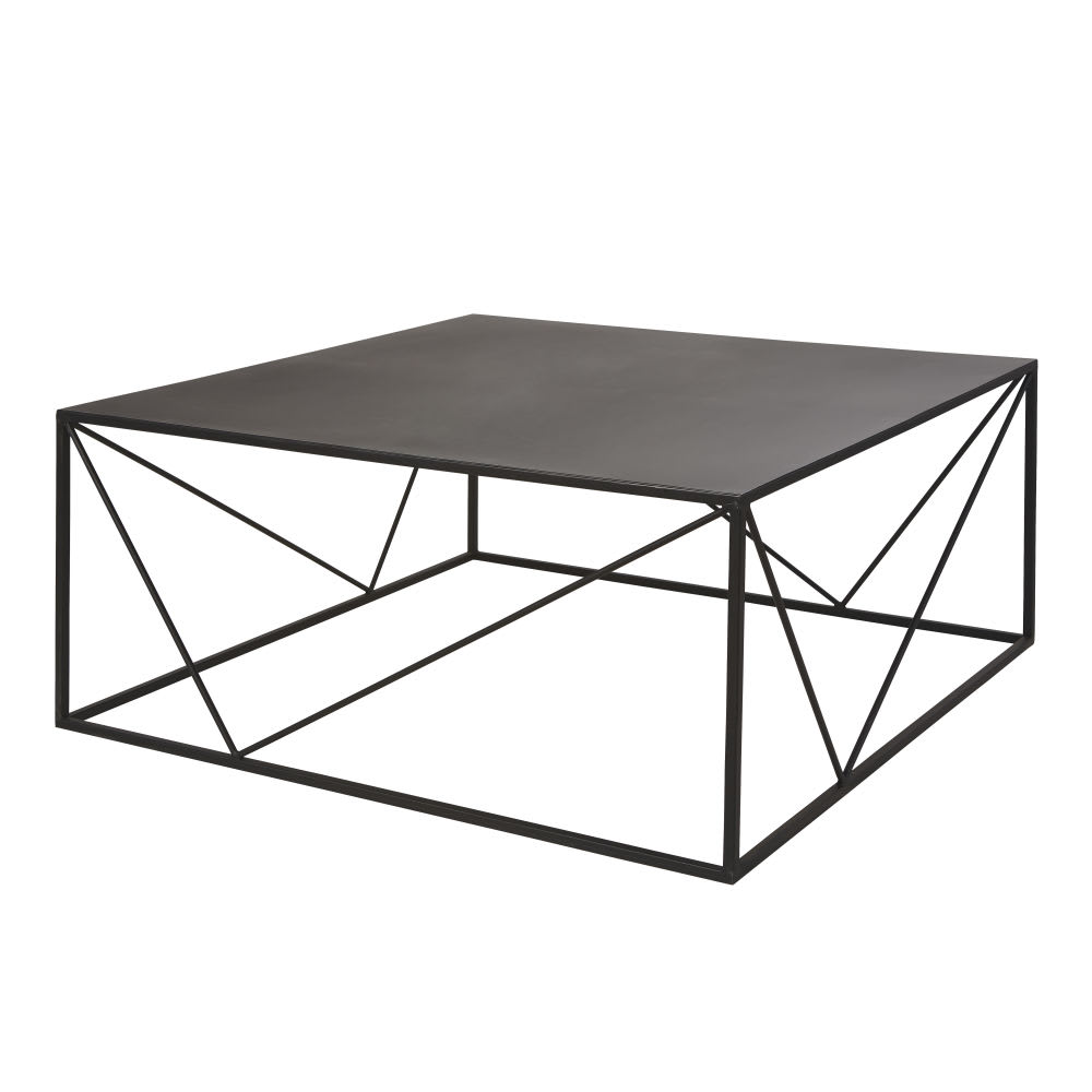 Quadratischer Couchtisch aus Metall, schwarz 90 cm - Maisons Du