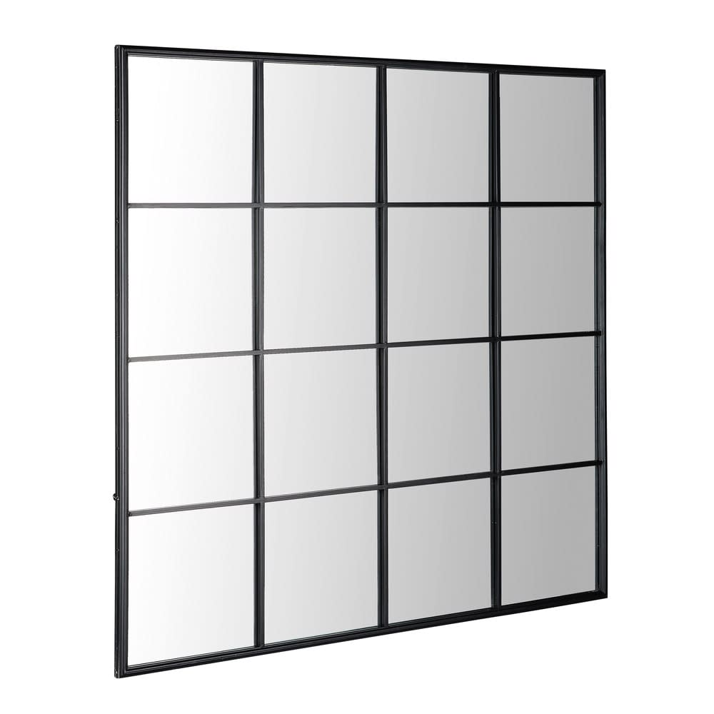 Quadratischer Spiegel aus schwarzem Aluminium, 120 x 120 cm -