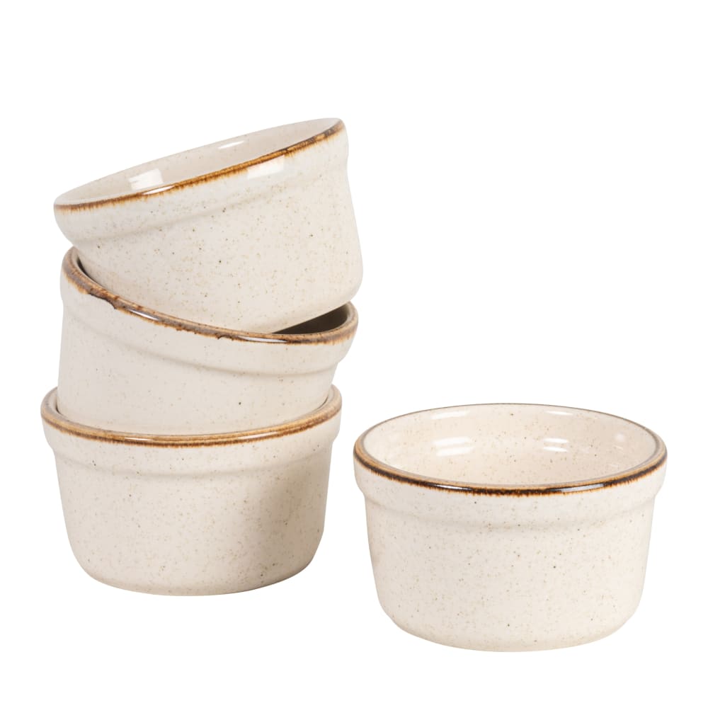 Ramequins en grès blanc cassé et marron (x4) - Maisons du Monde