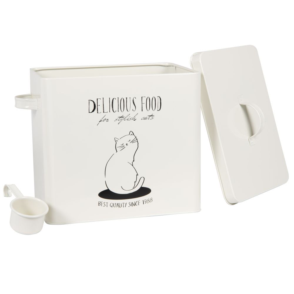 Recipiente para ração com motivos de gato e letras - Maisons Du