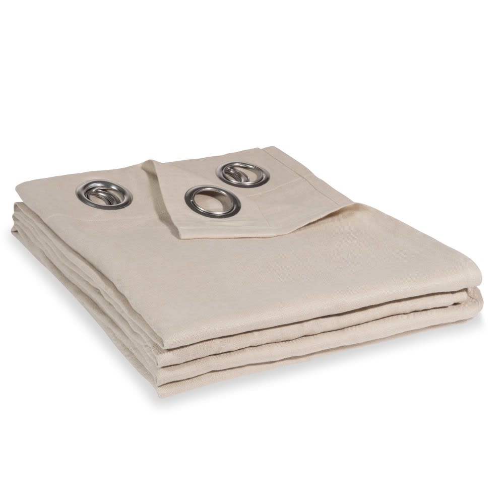 Rideau à œillets en lin lavé beige à l'unité 130x300