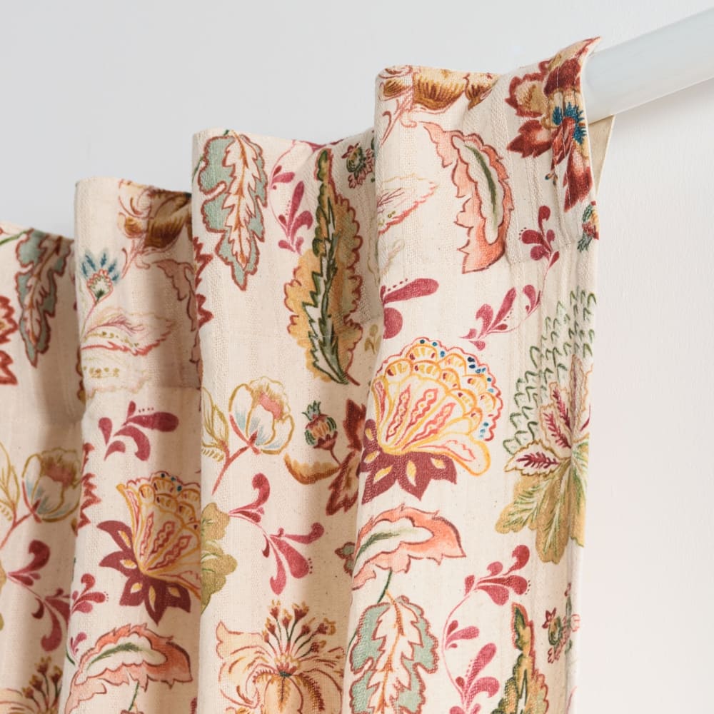 Rideau à pattes en coton multicolore à imprimé floral à l'unité 140x250