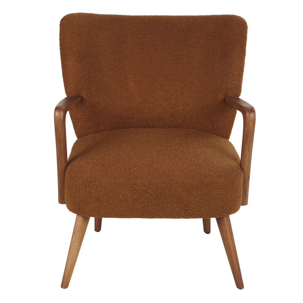 Roestkleurige fauteuil van boucléstof - Maisons Du Monde