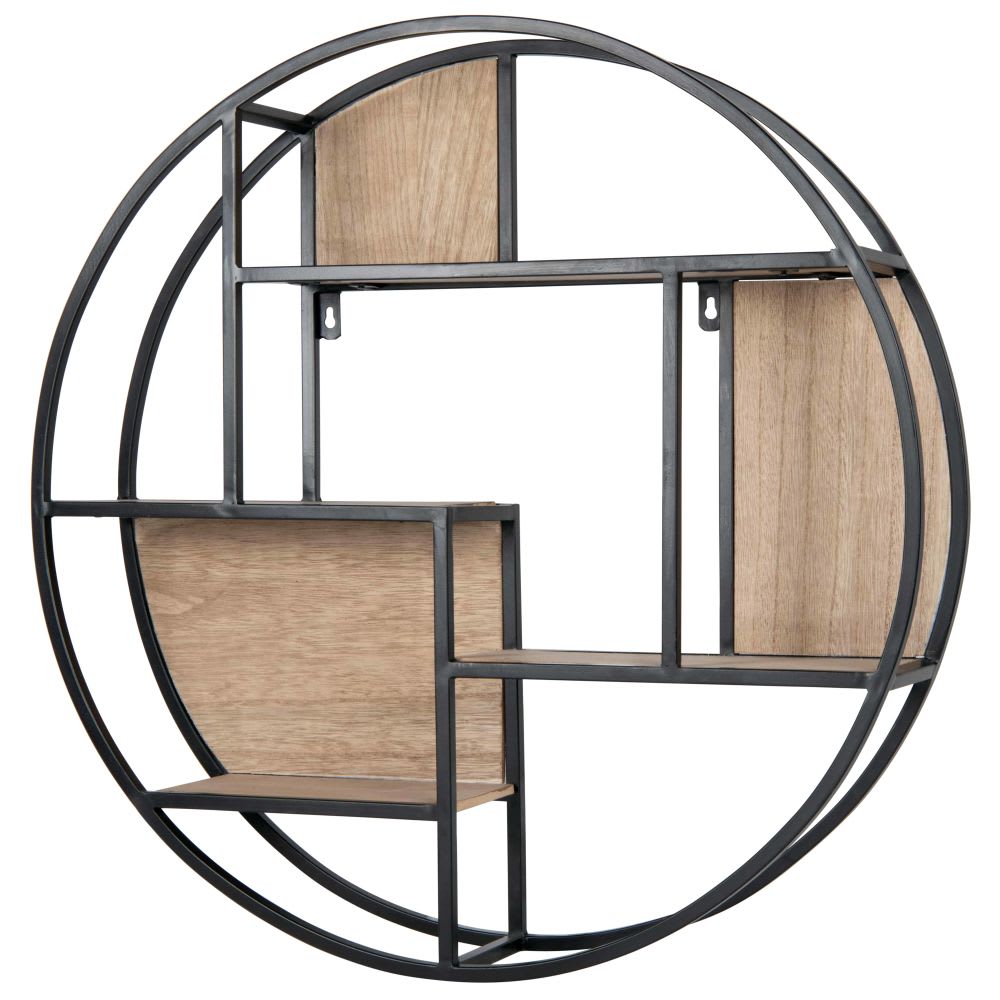 Ronde plank van zwart en bruin smeedijzer. - Maisons Du Monde