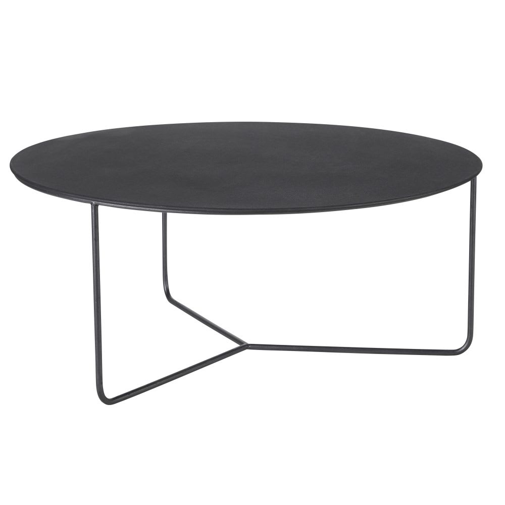 Runder Couchtisch aus Metall, anthrazitgrau 90 cm - Maisons Du
