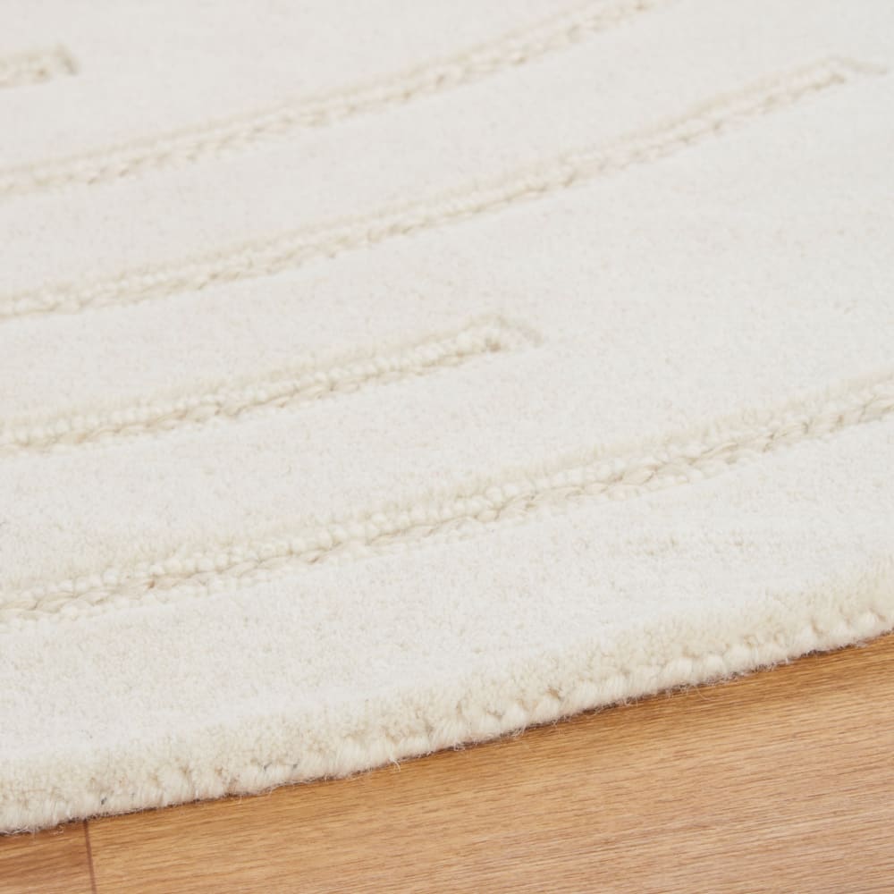 Runder Teppich aus Wolle mit Jute-Details, weiß D200cm - Maisons