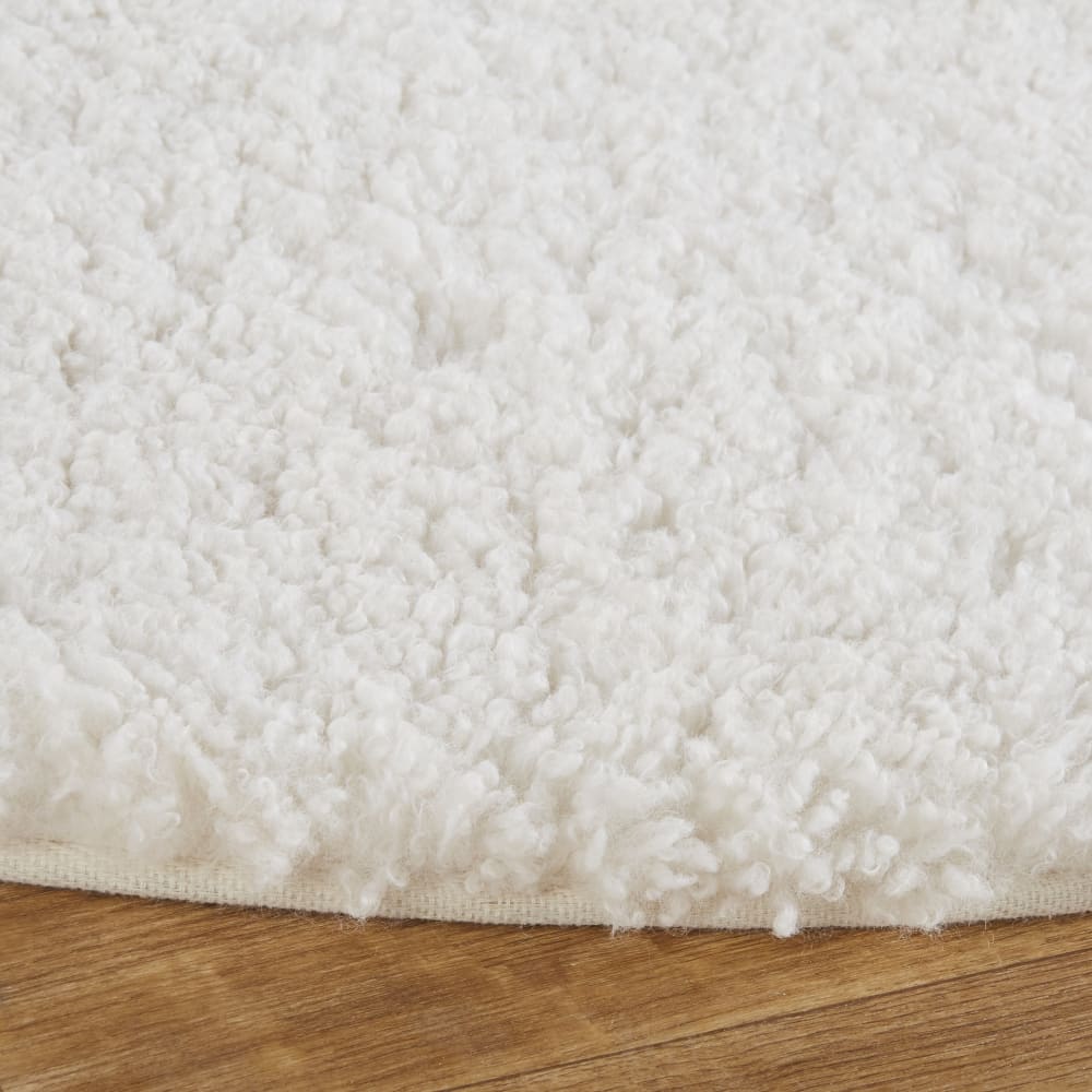 Runder Teppich Shaggy mit Bouclé-Effekt weiß, D160cm - Maisons Du