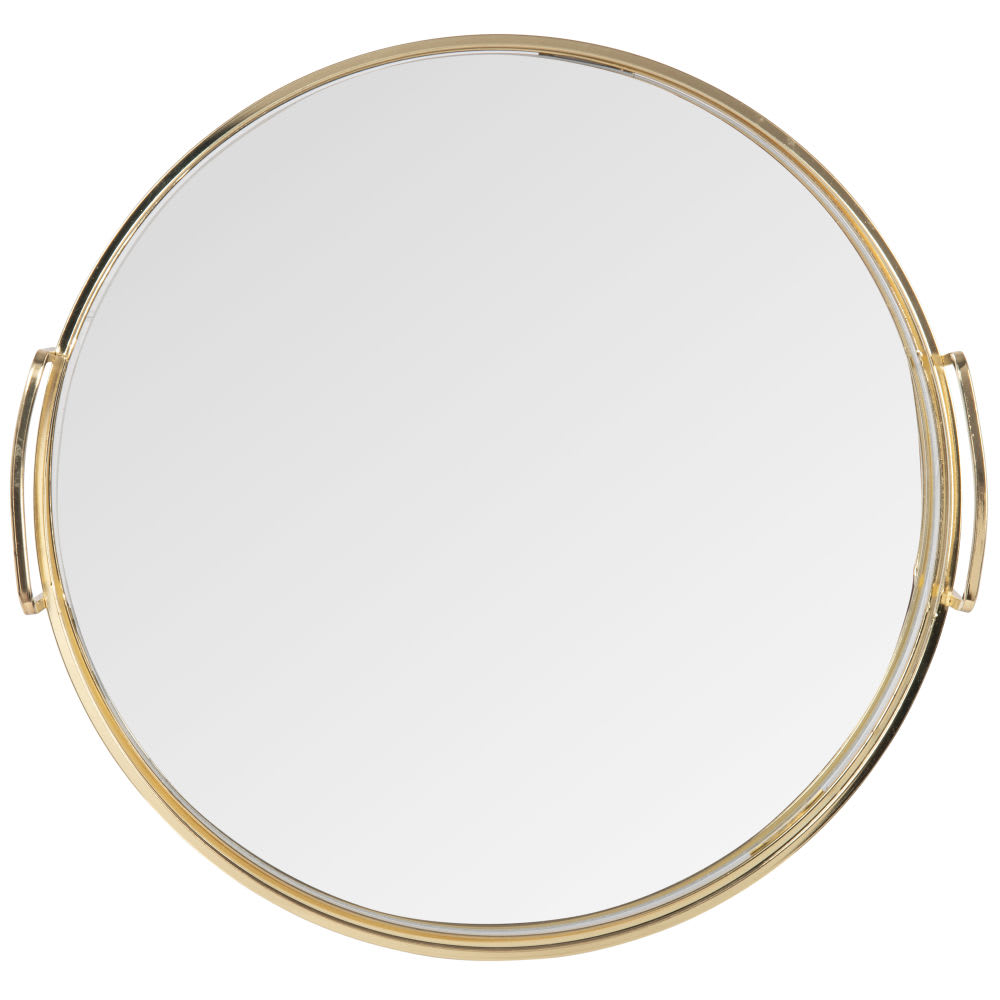 Rundes Spiegeltablett aus goldfarbenem Metall - Maisons Du Monde