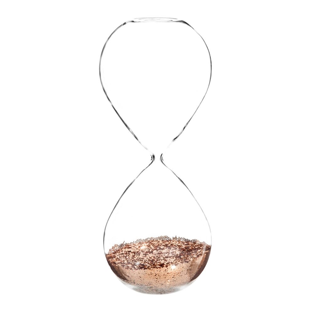 Sablier à paillettes en verre H 25 cm COPPER