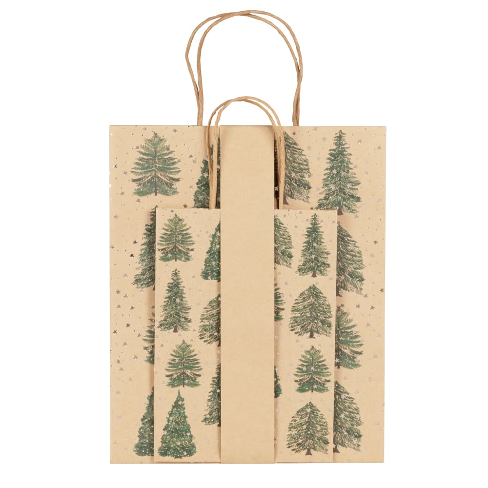 Sacs cadeaux motifs sapins verts (x2)