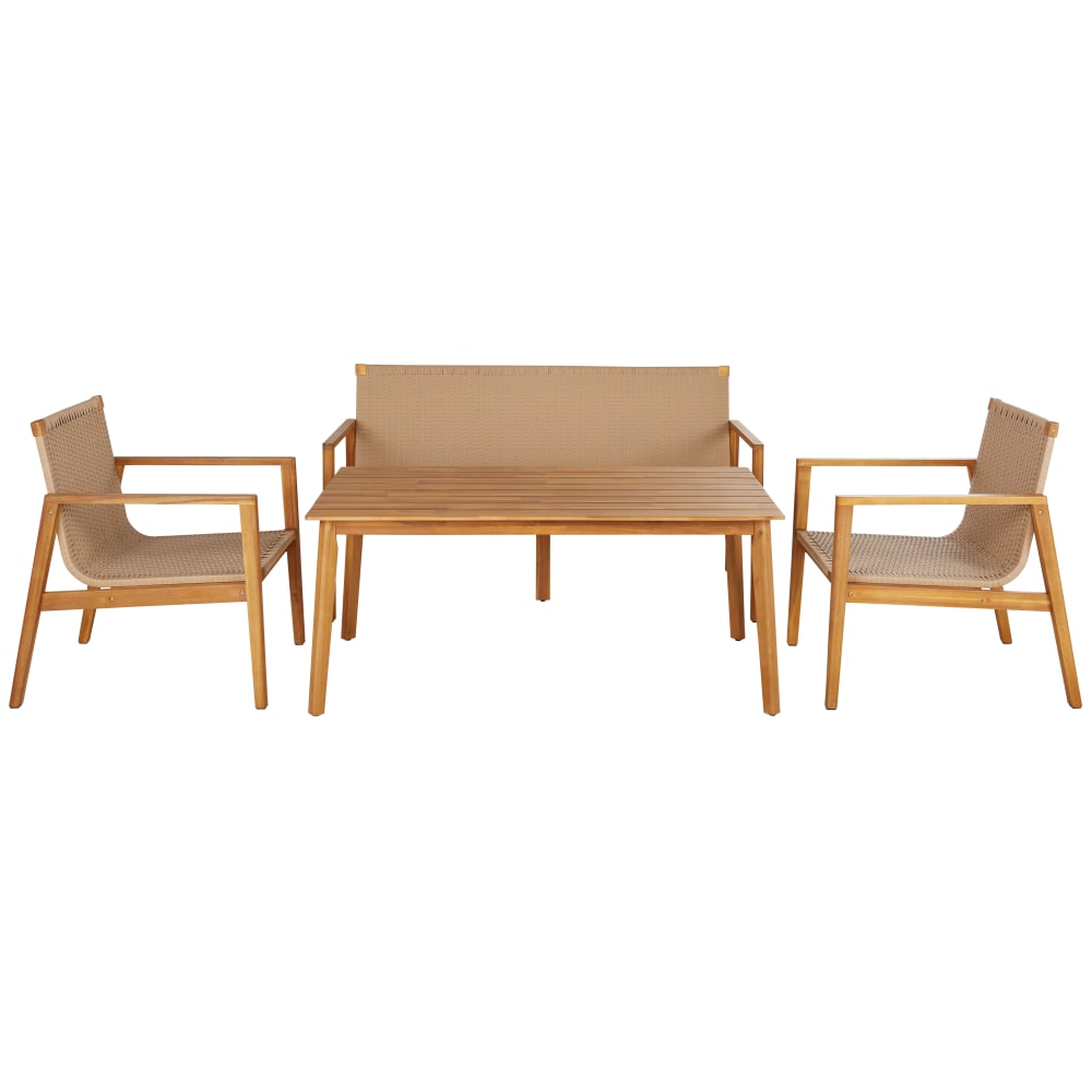 Salon d'extérieur pour hôtel 4 places en bois d'acacia et résine tressée