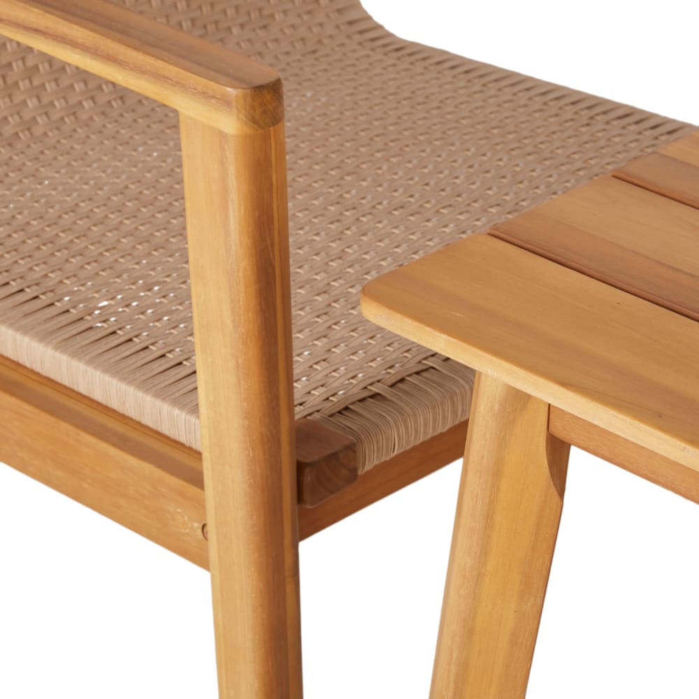 Salon d'extérieur professionnel 4 places en bois d'acacia et résine tressée — vue 4