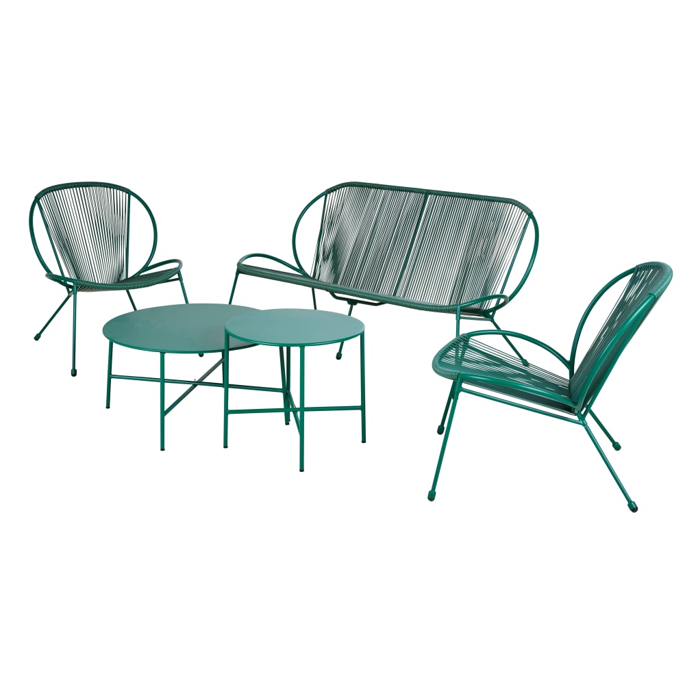 Salon de jardin 4 places en résine et acier verts