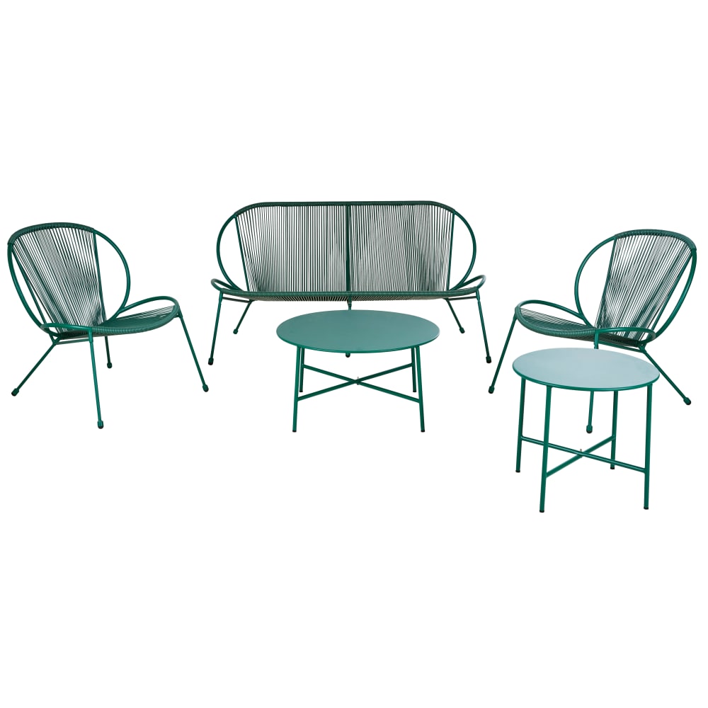 Salon de jardin 4 places en résine et métal verts - Maisons du Monde