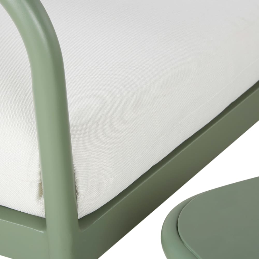 Salon de jardin 4 places vert kaki et coussins écru — vue 4