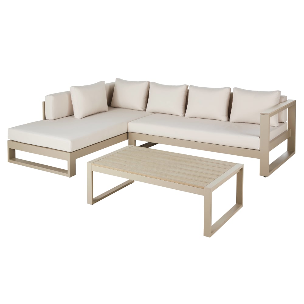 Salon de jardin 5 places en aluminium taupe et écru - Maisons du Monde